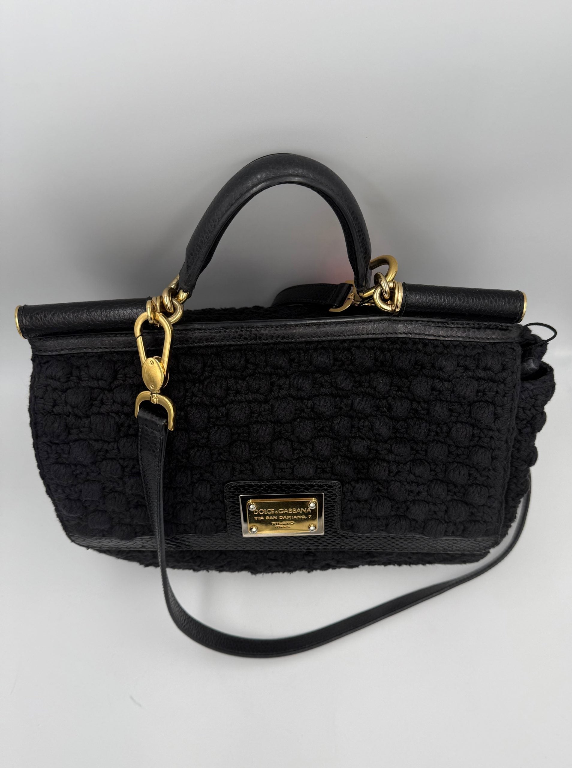 Dolce & Gabbana DOLCE & GABBANA Sicily Python and Macram Handbag