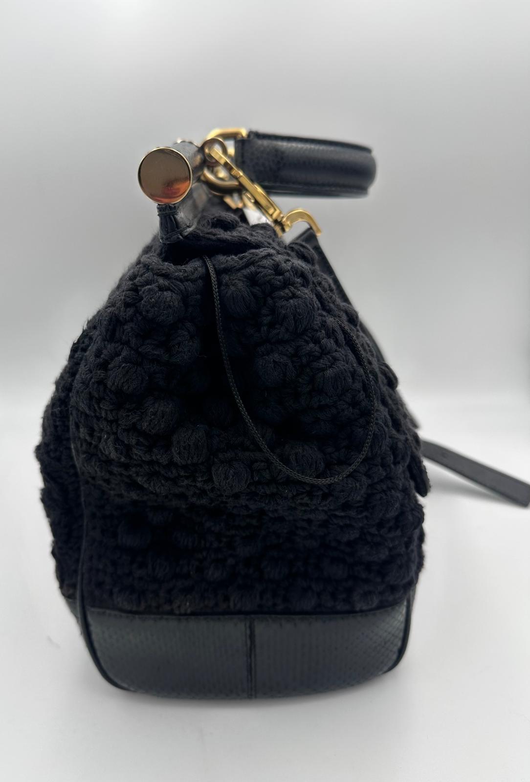 Dolce & Gabbana DOLCE & GABBANA Sicily Python and Macram Handbag