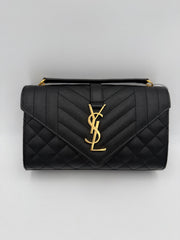Saint Laurent SAINT LAURENT ENVELOPE SMALL in Black Grained Leather Handbag