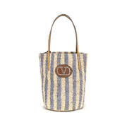 Valentino Garavani Blue Raffia Backet Bag