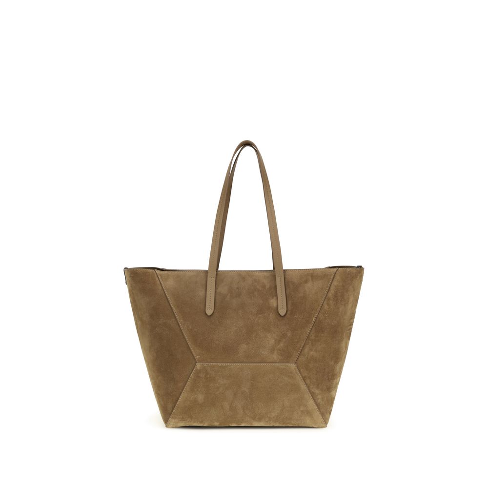 Brunello Cucinelli Beige Calf Leather Bos Taurus Shoulder Bag