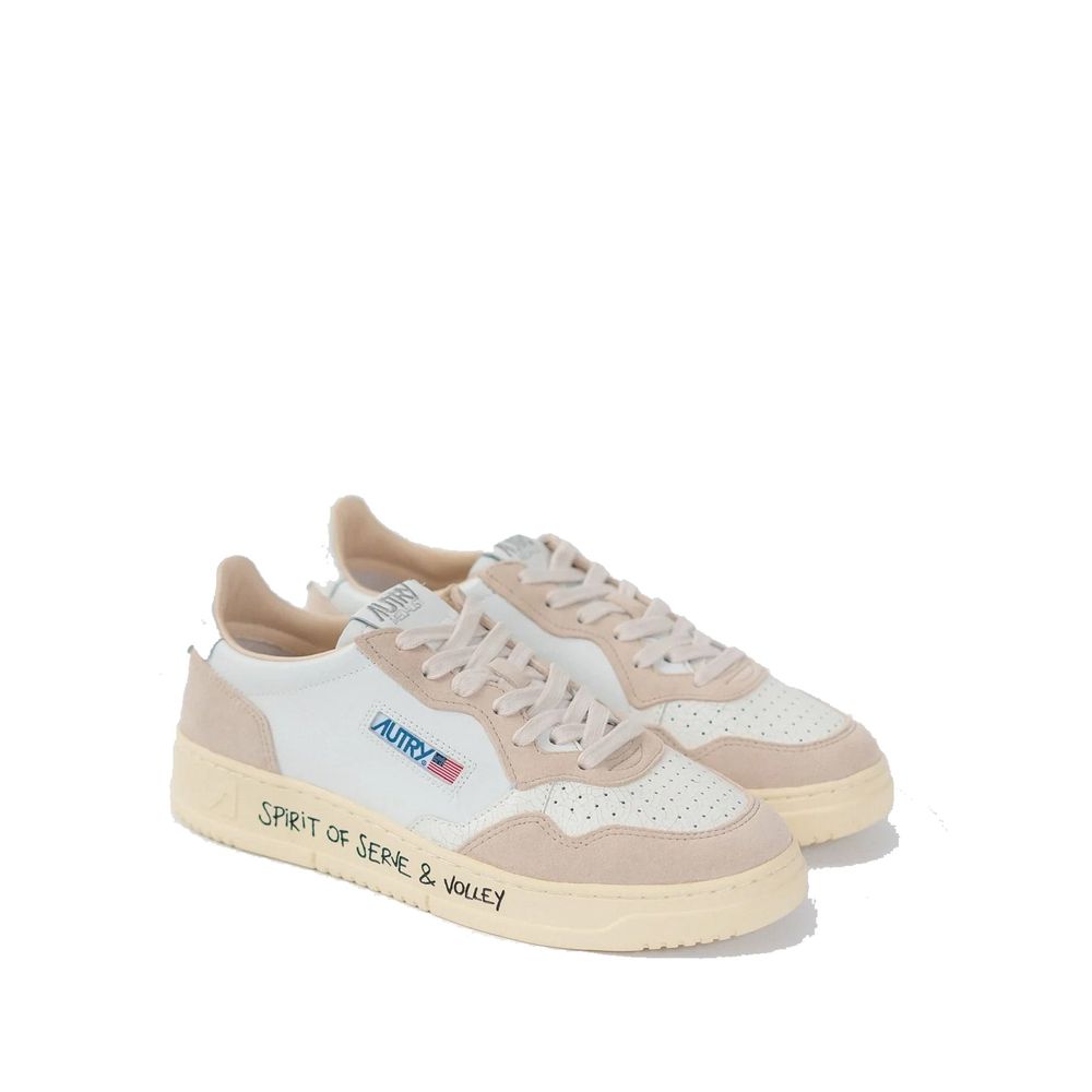 Autry Low Top Uomo in Pelle di Capra Bianca con Dettaglio Suede