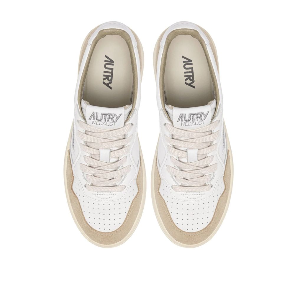 Autry Low Top Uomo in Pelle di Capra Bianca con Dettaglio Suede