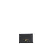 Prada Porta Carte in Pelle di Vitello Nera Logo Triangolo Smaltato