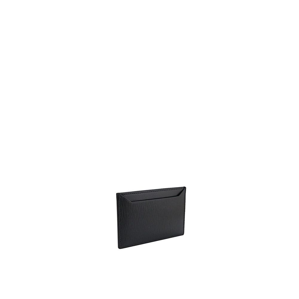 Prada Porta Carte in Pelle di Vitello Nera Logo Triangolo Smaltato
