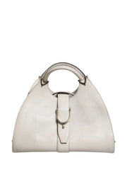 Gucci White Leather Stirrup Top Handle Bag
