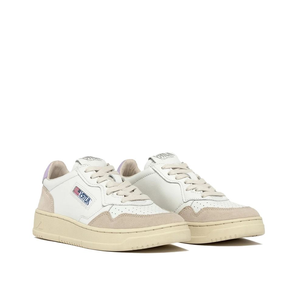 Autry Medalist Low da Donna in Pelle Bianca con Dettaglio Suede