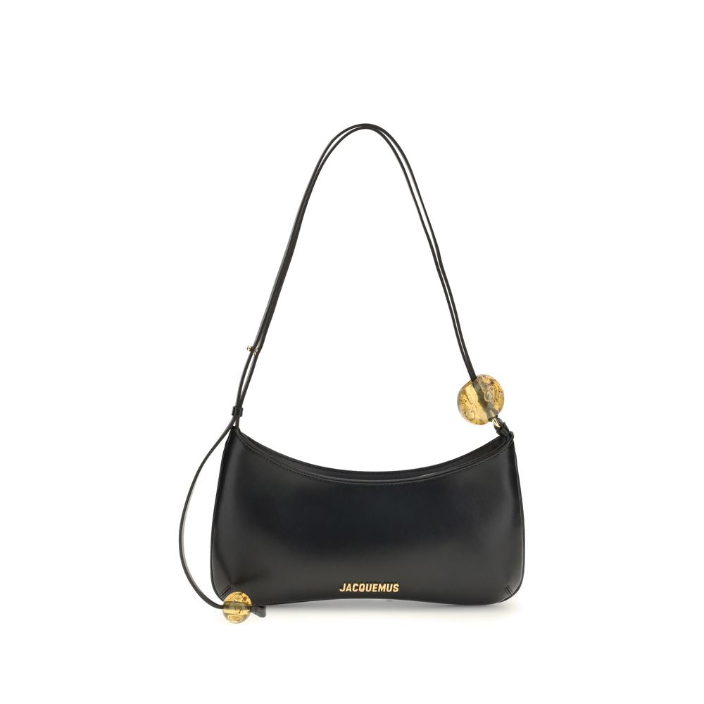 Borsa a Spalla Jacquemus Bisou Perle Grande in Pelle Nera