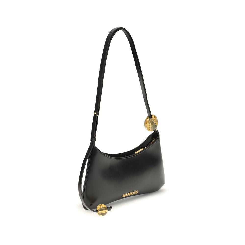Borsa a Spalla Jacquemus Bisou Perle Grande in Pelle Nera