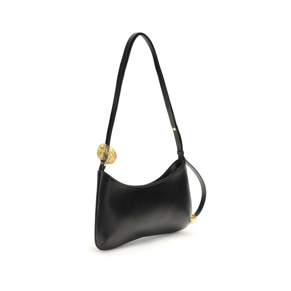 Borsa a Spalla Jacquemus Bisou Perle Grande in Pelle Nera