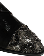 Dolce & Gabbana Black Embellished Derby Dress Formal Shoes