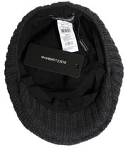 Dolce & Gabbana Men Dark Gray Wool Knitted Newsboy Capello Hat