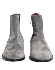 Dolce & Gabbana Gray Suede Leather Chelsea Boots Shoes