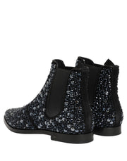 Dolce & Gabbana Black Embellished Chelsea Ankle Boots Shoes