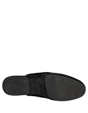Dolce & Gabbana Dark Blue Suede Slides Flat Slipper Men Shoes