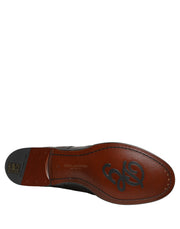Dolce & Gabbana Black Embroidered Leather Derby Dress Shoes