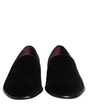 Dolce & Gabbana Black Velvet Loafers Formal Men Dress Shoes