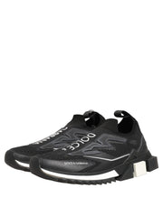 Dolce & Gabbana Black White Sorrento Slip-On Logo Sneakers Shoes