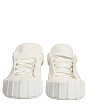 Dolce & Gabbana White Leather Low Top Lace Up Sneakers Shoes