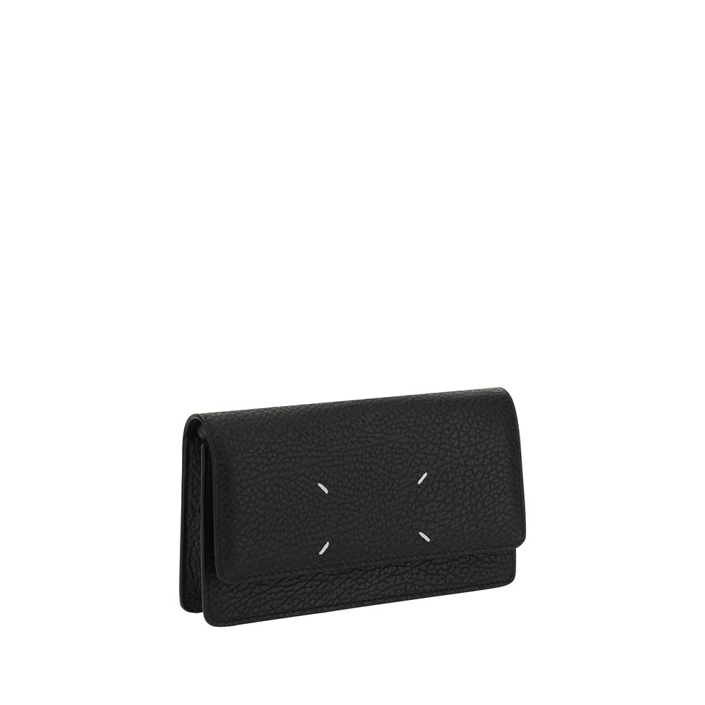 Maison Margiela Borsa Portafoglio in Pelle Vitello Grained Nera Tracolla a Catena