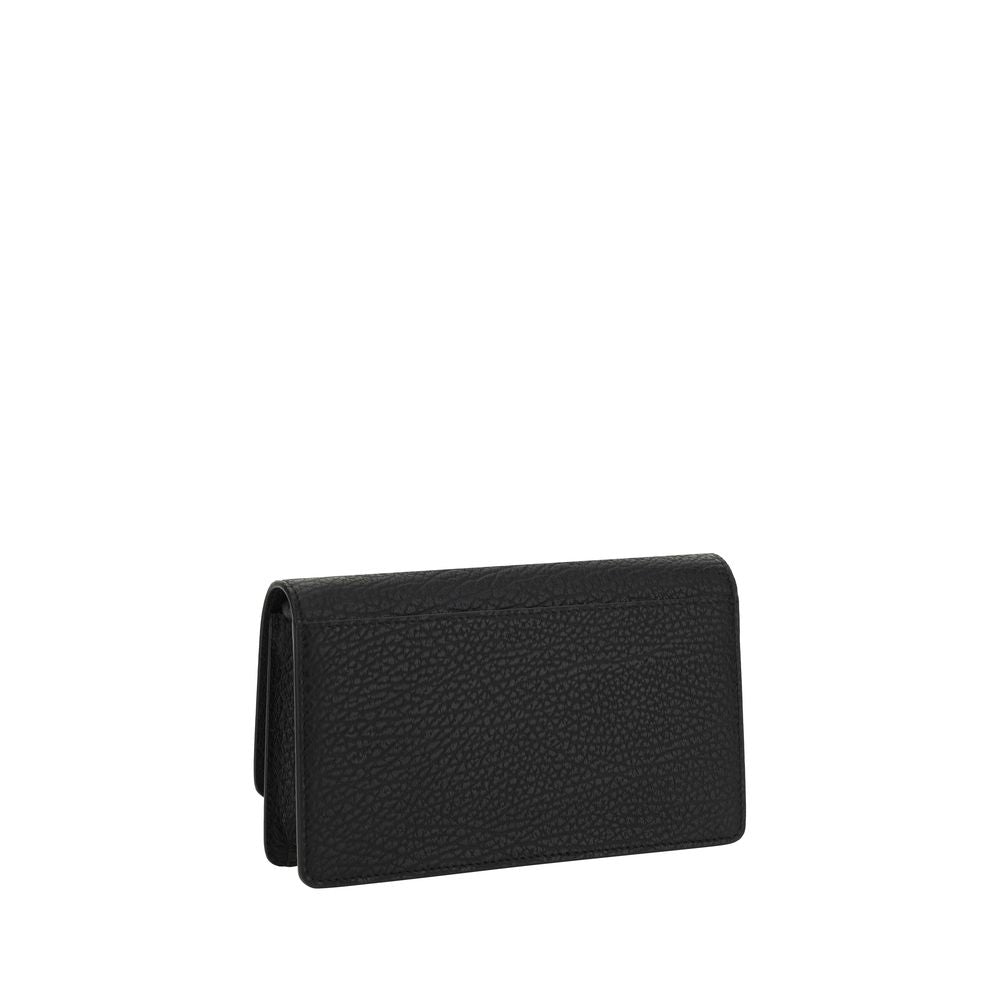 Maison Margiela Borsa Portafoglio in Pelle Vitello Grained Nera Tracolla a Catena
