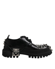 Dolce & Gabbana Black Studded Leather Hi-Trekking Derby Men Shoes