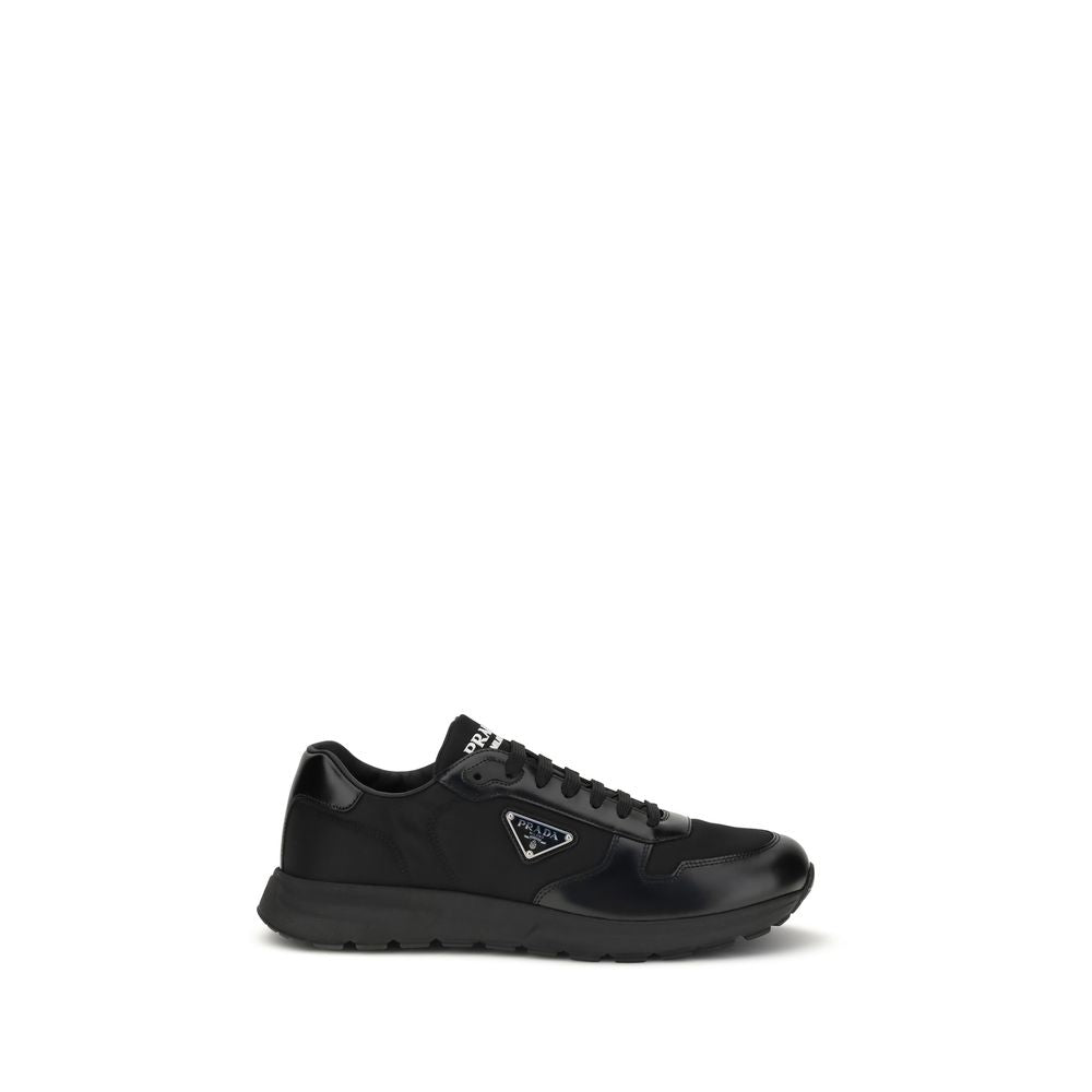 Prada Prax 01 Sneakers Nere in Re-Nylon e Pelle Spazzolata