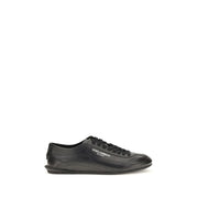 Dolce & Gabbana Black Calf Leather Bos Taurus Low Top Sneakers