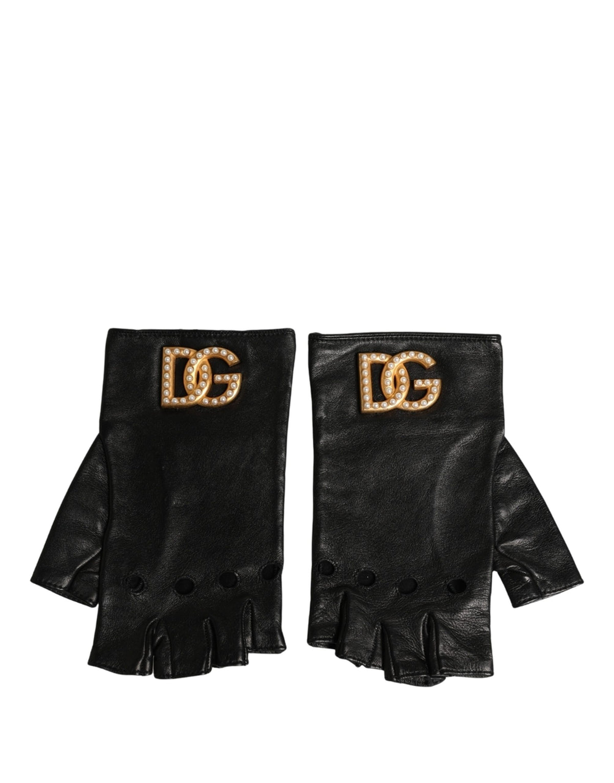 Dolce & Gabbana Black Embellished Wrist-Length Fingerless Gloves