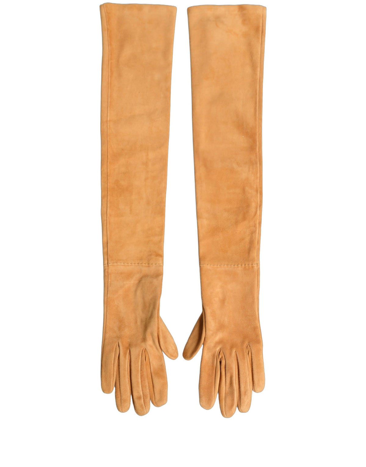 Dolce & Gabbana Tan Genuine Leather Suede Elbow-Length Gloves