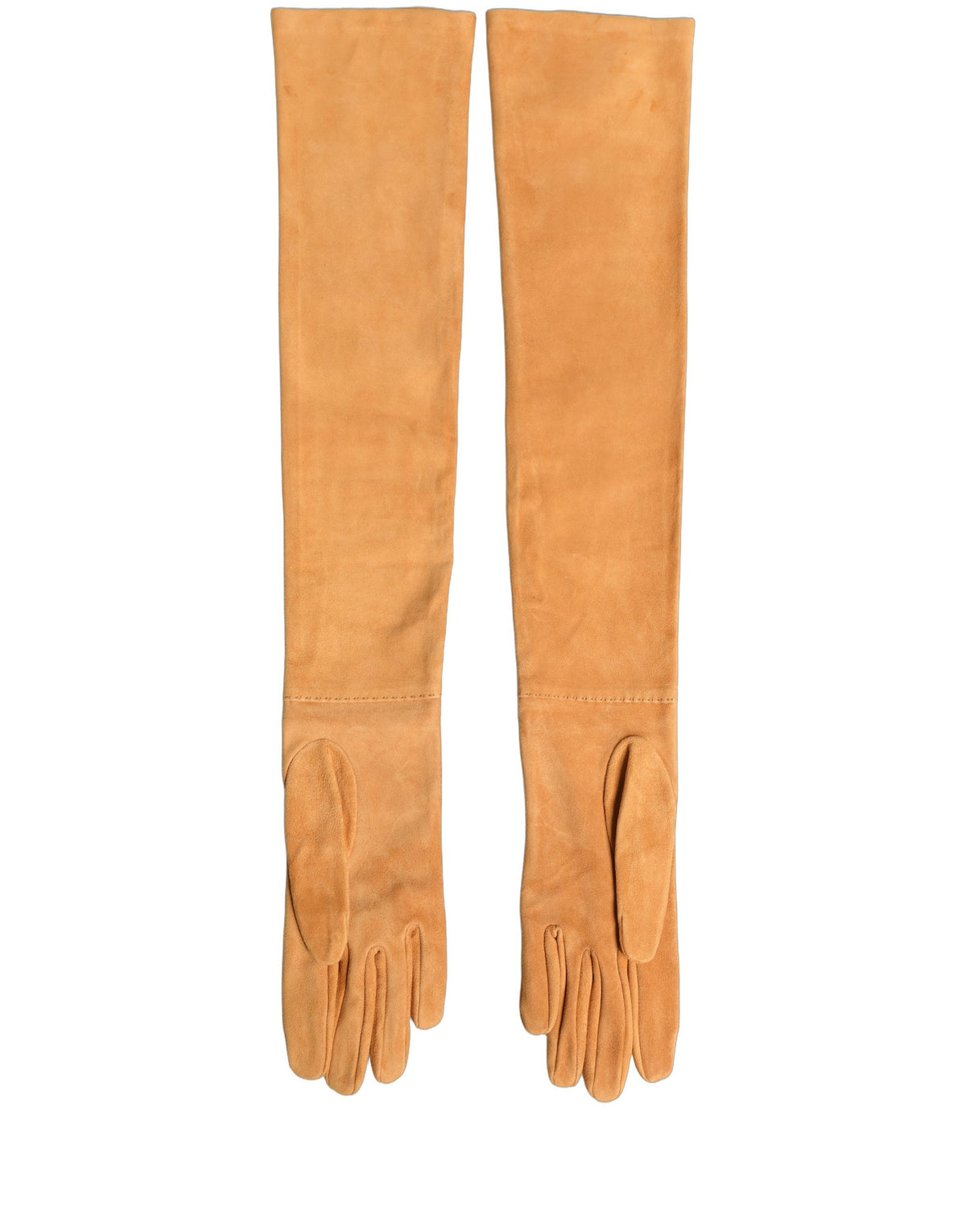 Dolce & Gabbana Tan Genuine Leather Suede Elbow-Length Gloves