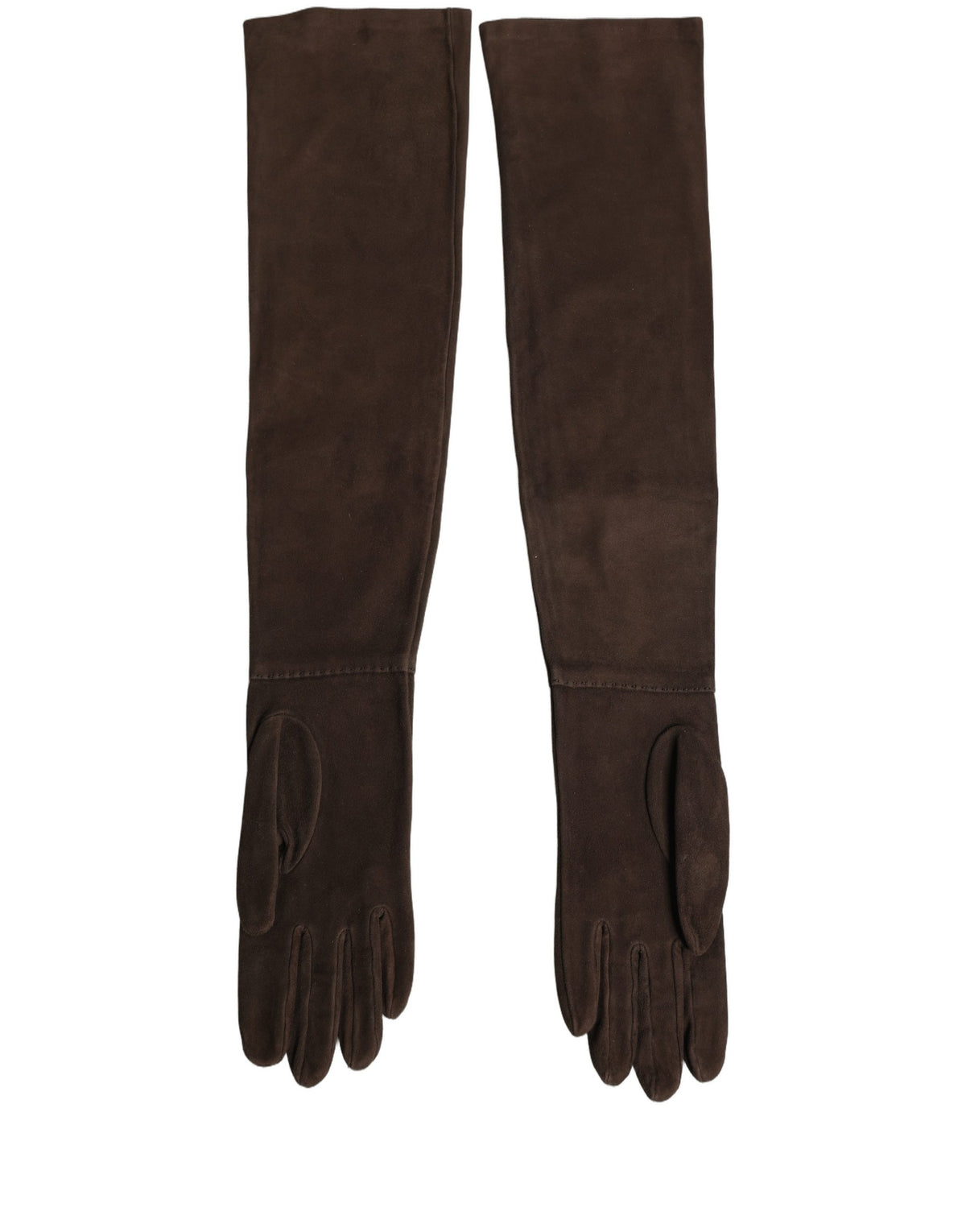 Dolce & Gabbana Brown Genuine Leather Suede Elbow-Length Gloves