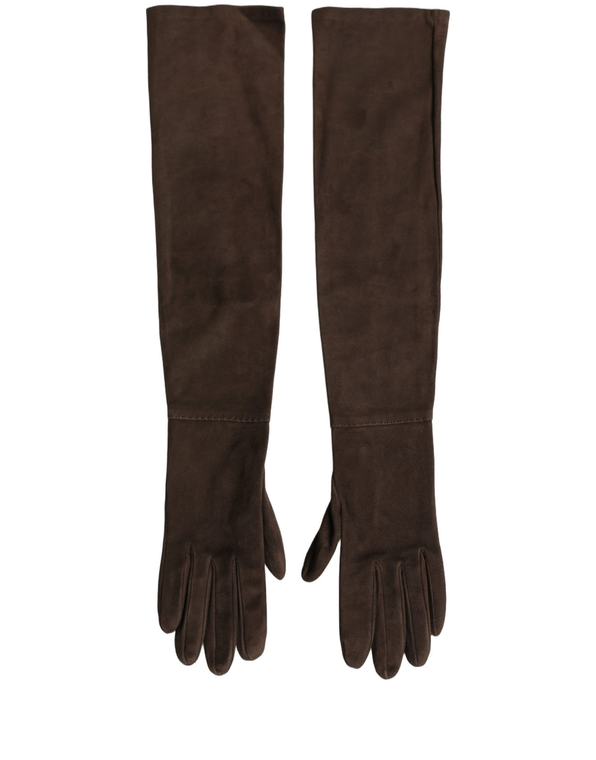 Dolce & Gabbana Brown Genuine Leather Suede Elbow-Length Gloves