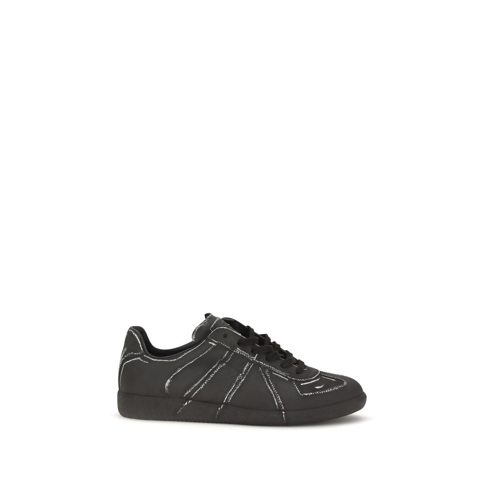 Maison Margiela Black Bos Taurus Calf Leather Low-Top Sneakers