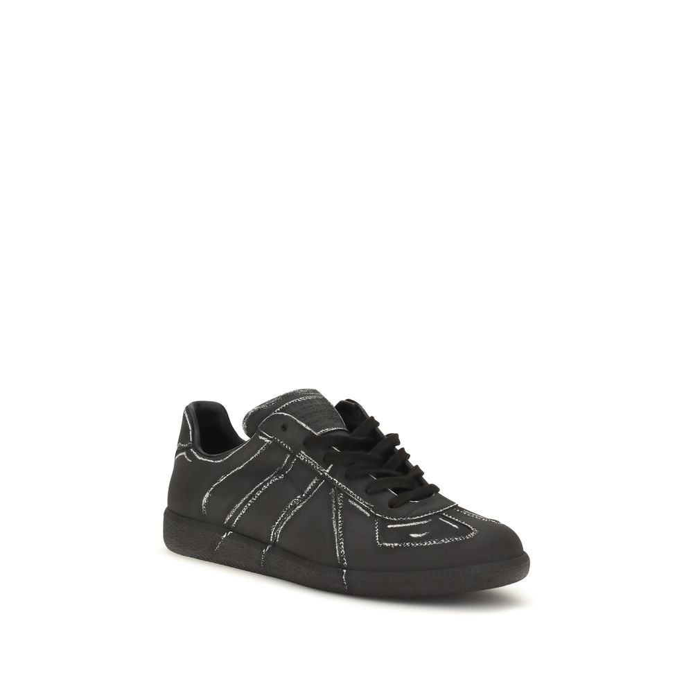 Maison Margiela Black Bos Taurus Calf Leather Low-Top Sneakers