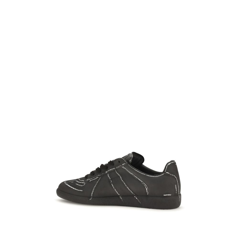 Maison Margiela Black Bos Taurus Calf Leather Low-Top Sneakers