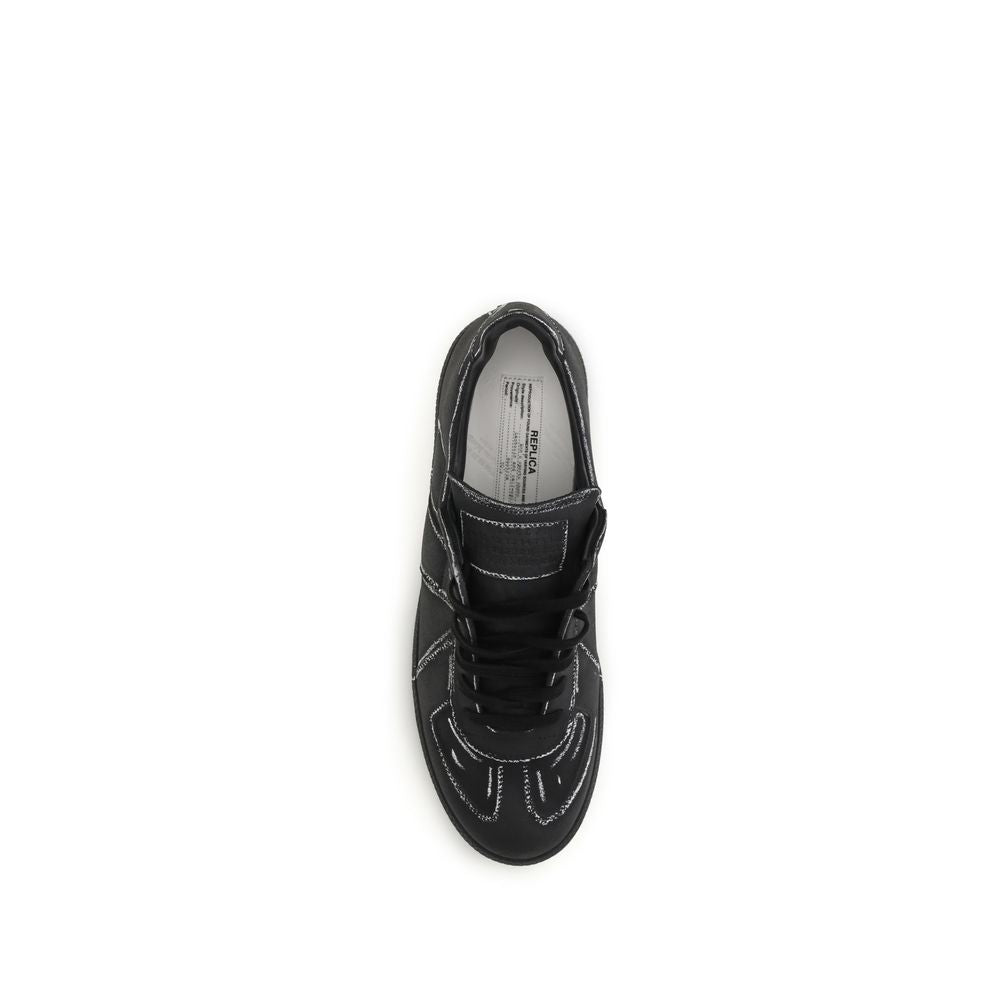 Maison Margiela Black Bos Taurus Calf Leather Low-Top Sneakers