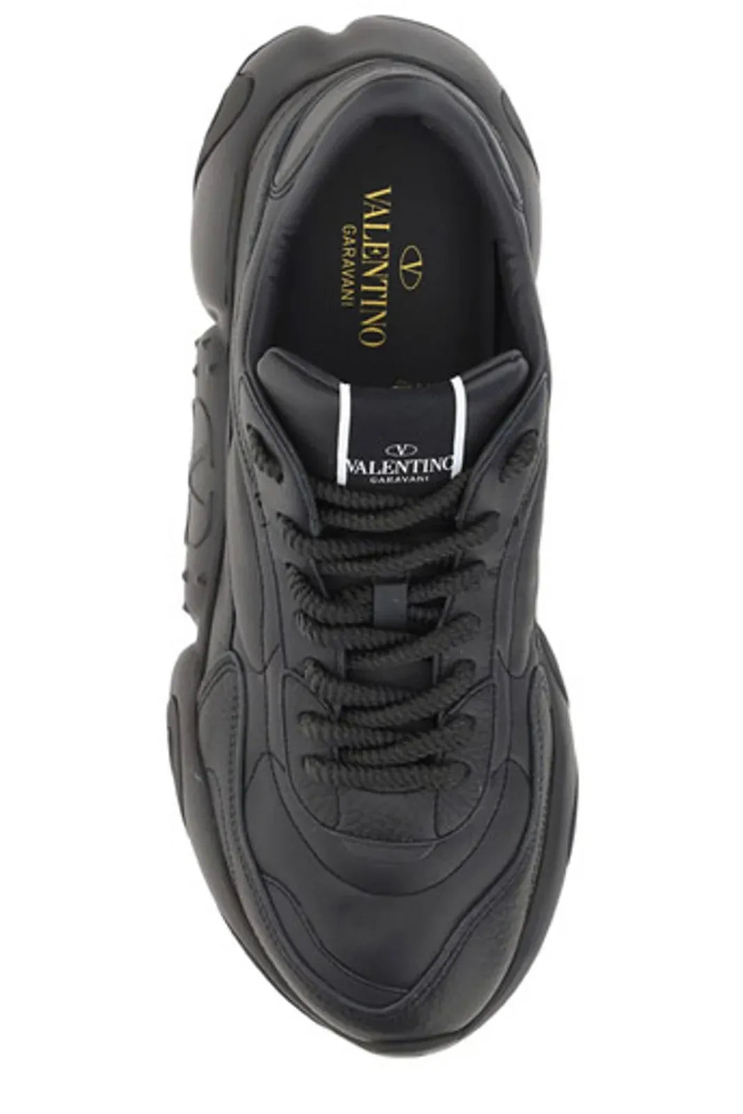 Valentino Garavani Black Calfskin Open Low-Top Sneakers
