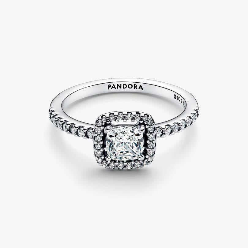 Anello Pandora Punto Luce Quadrato Pavè 193555C02
