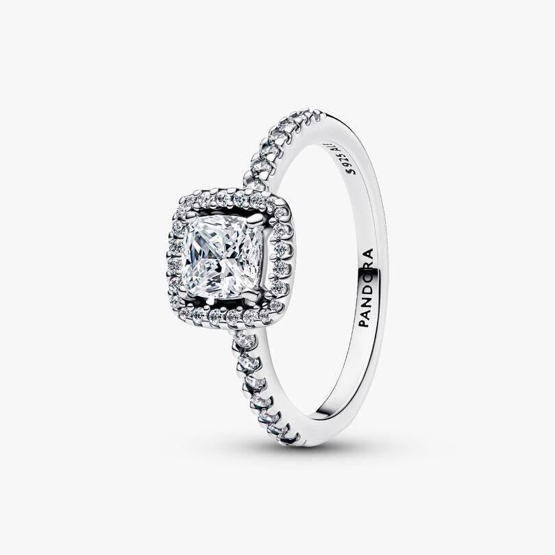 Anello Pandora Punto Luce Quadrato Pavè 193555C02