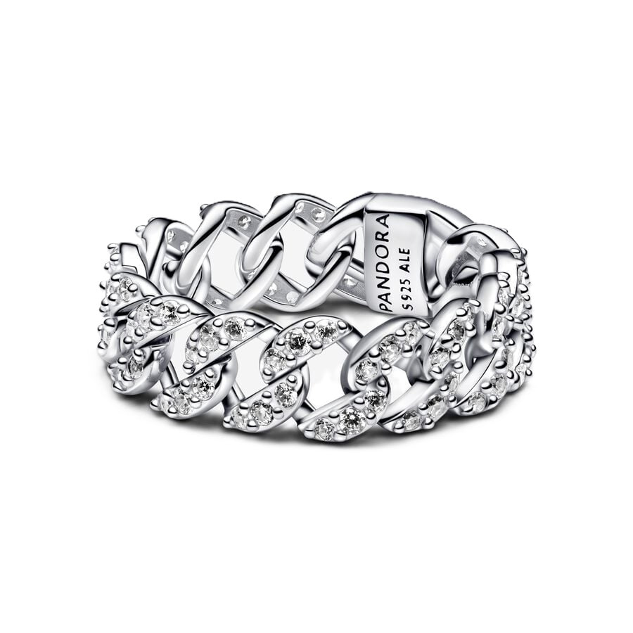 Pandora 925 Silver Pavé Heart Ring Size 56 193557C01-56