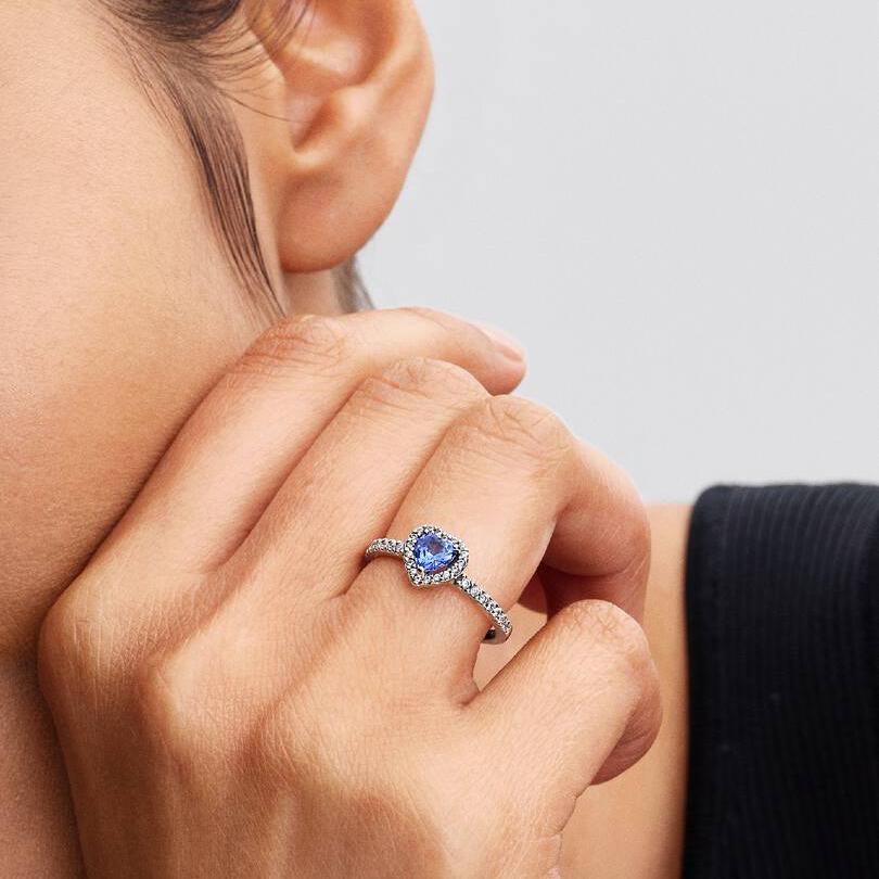 Anello Pandora Cuore in Rilievo Blu 198421C05
