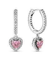 Pandora Pink Heart Hoop Earrings 291445C01