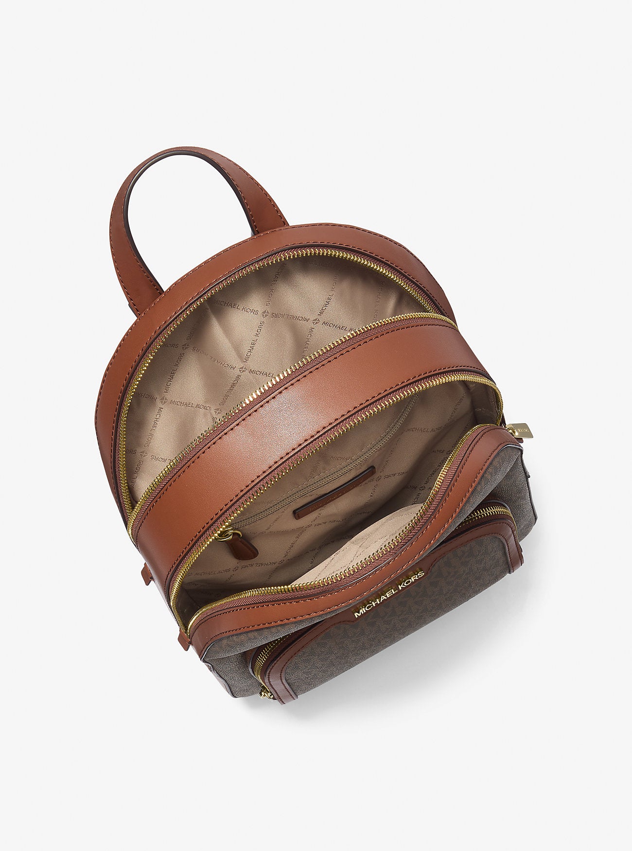 Zaino Michael Kors Jaycee Medium in Tela Logata Marrone Scuro