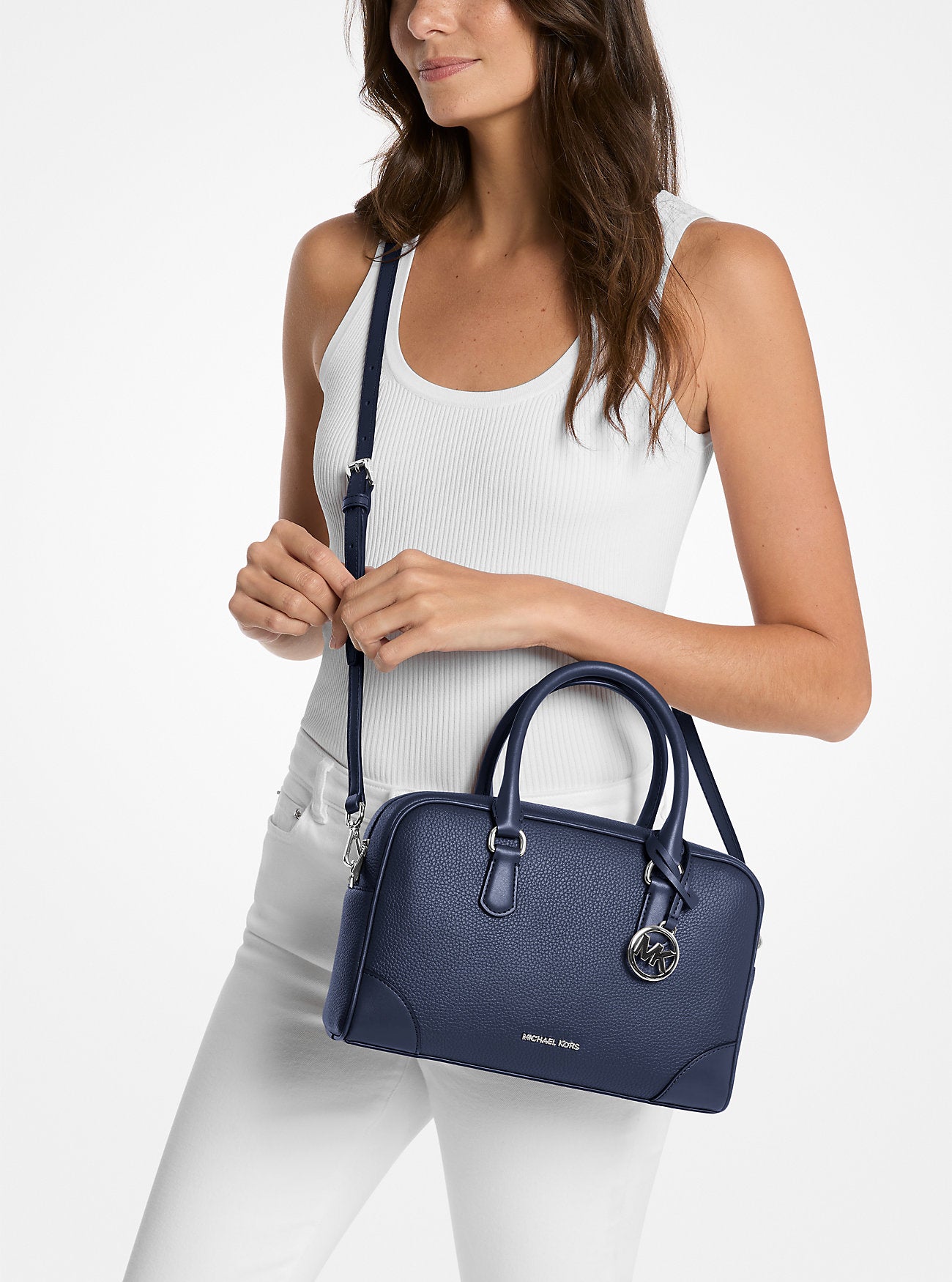 Borsa a Mano Michael Kors Thompson in Pelle Blu Navy