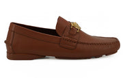 Versace Car Shoe Men's Loafers in Natural Brown Calfskin, Medusa Logo
