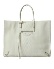 Balenciaga White Exotic Leather Shopping Tote Bag