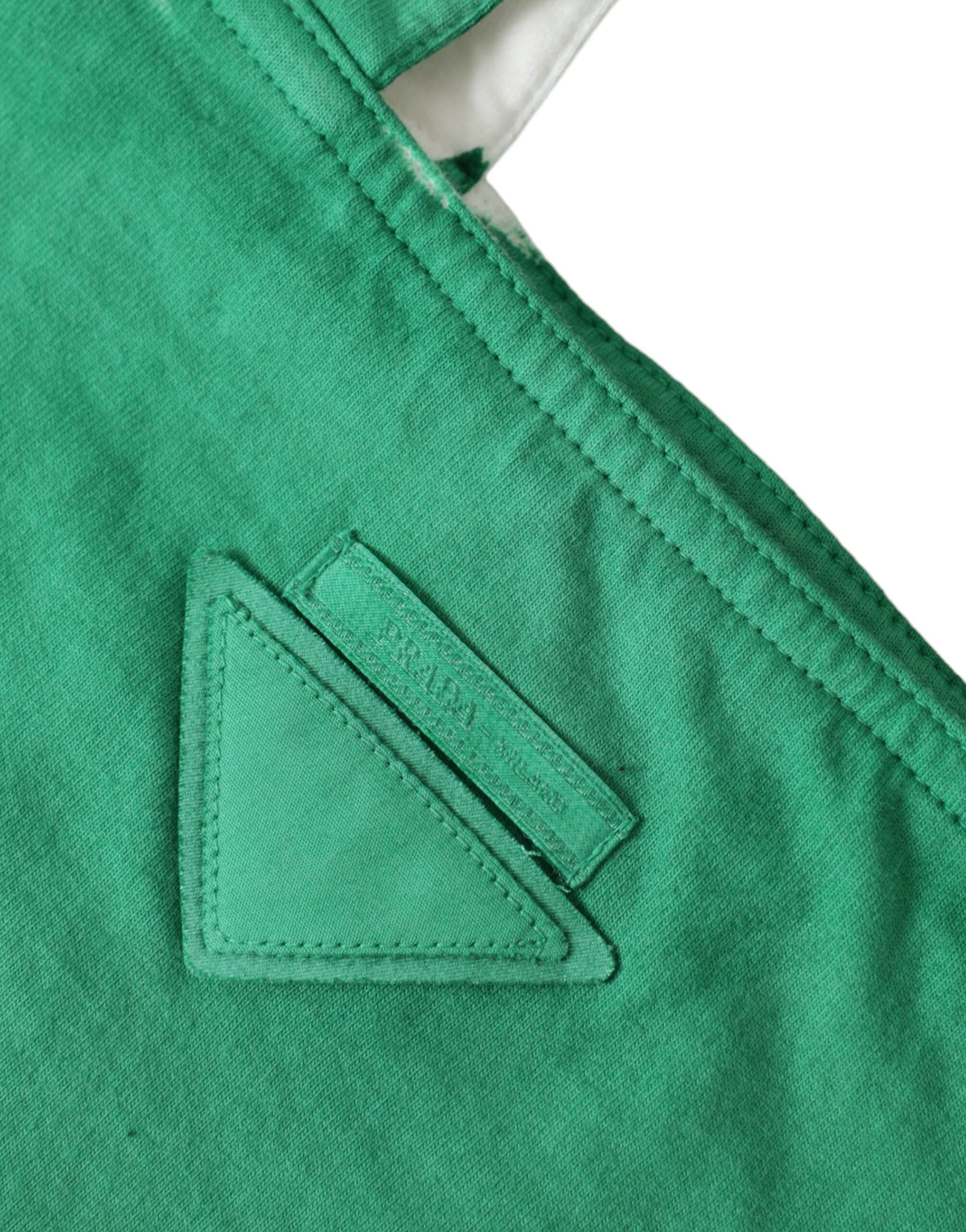 Prada Green Jersey Fabric Shopping Tote with Logo
