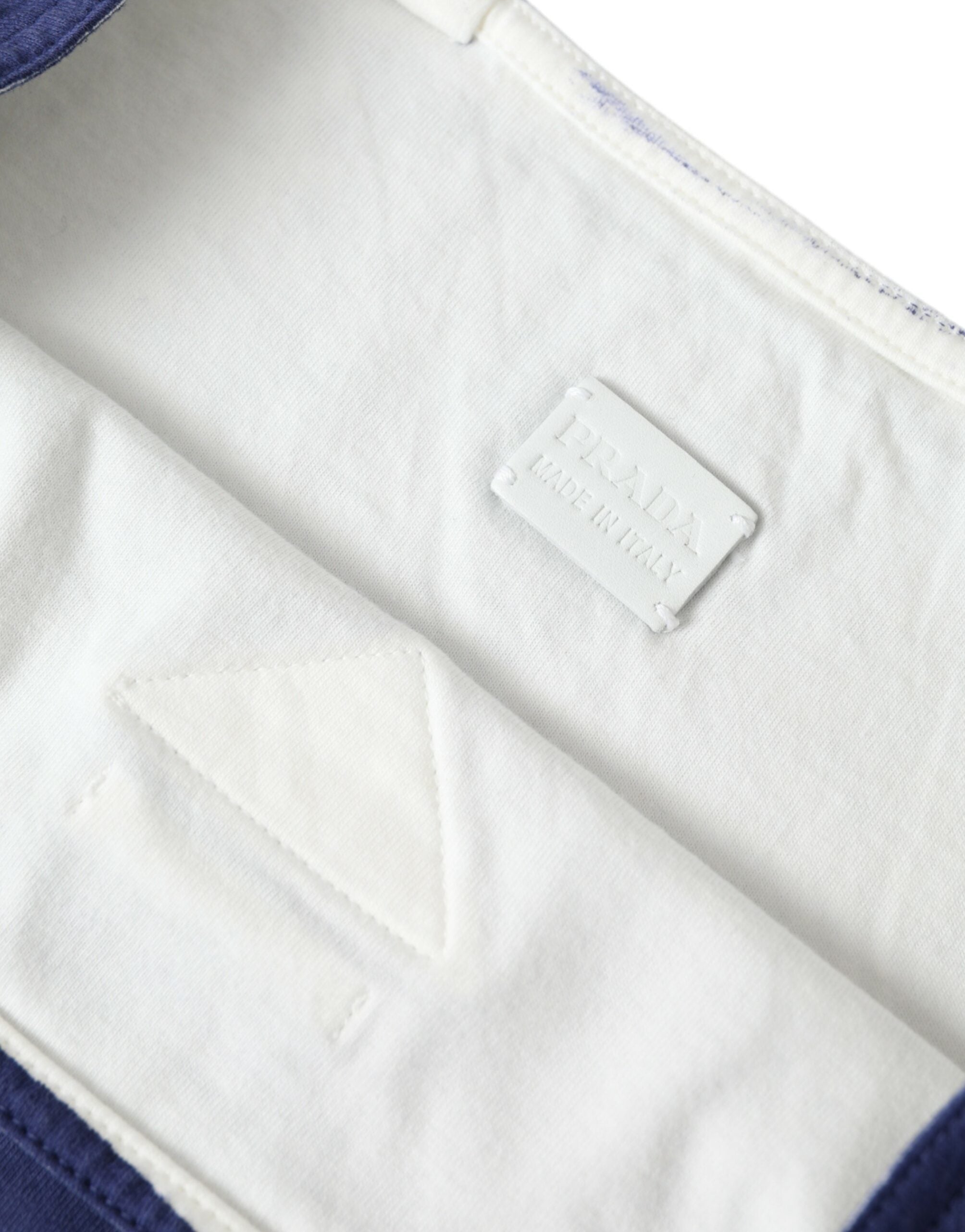 Prada Blue Jersey Fabric Shopping Tote with Logo