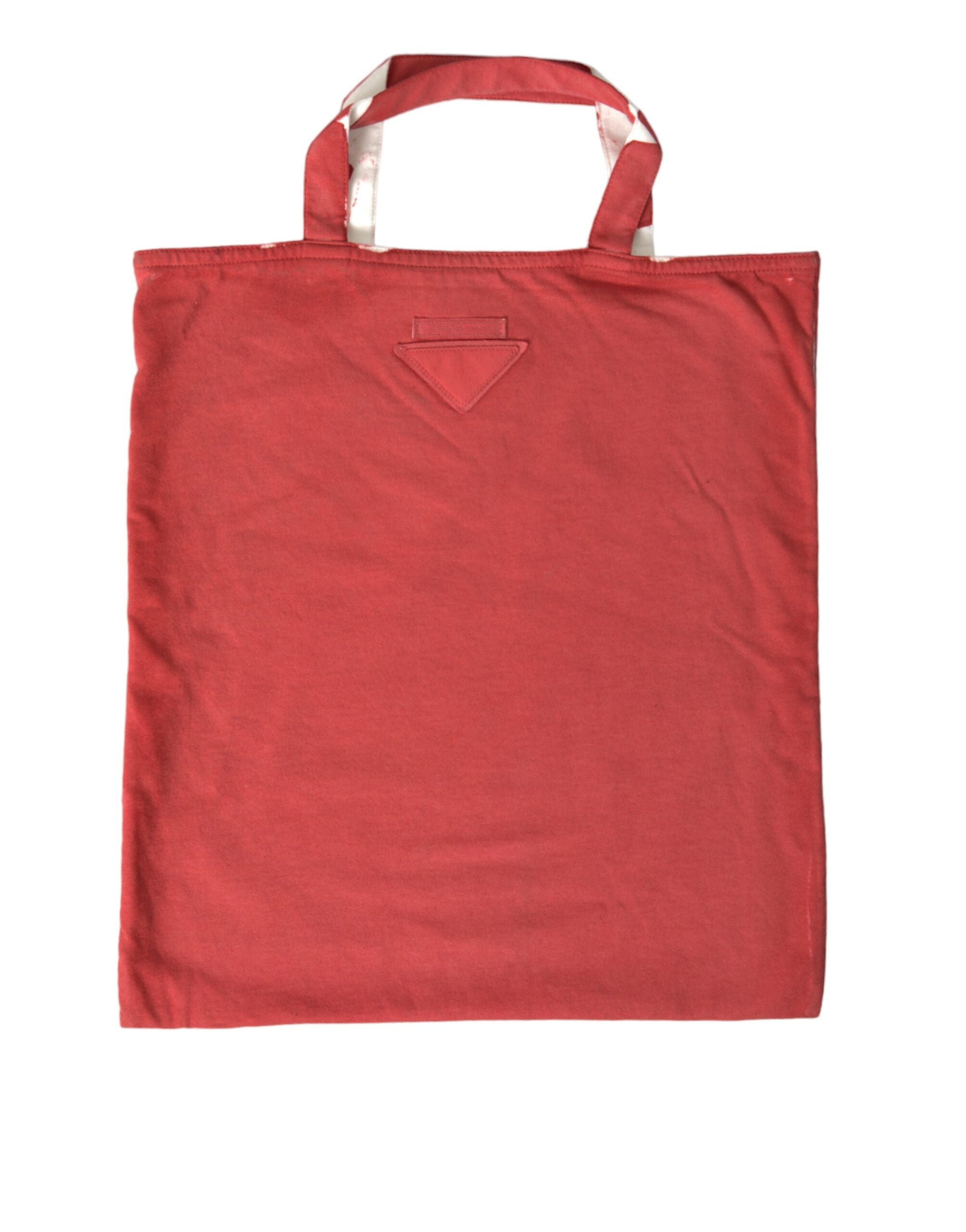 Prada Red Jersey Shopping Tote with Logo